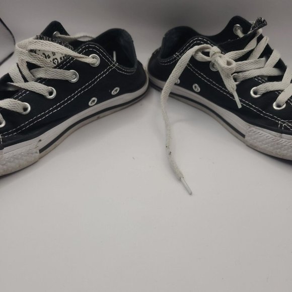 Converse All Star Floral Double Tongue Youth Sneakers Size 2 Black Canvas - Picture 3 of 6